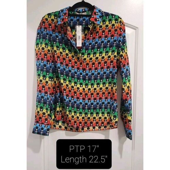 Alice+Olivia Willa 100% Silk Button Down Blouse Face Print NWT MSRP $375 Size XS - Picture 2 of 13